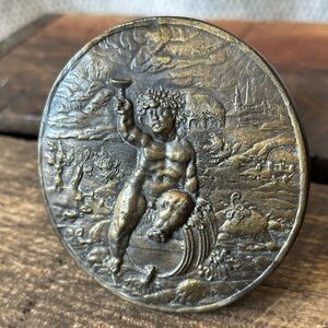 Vintage brass belt buckle Dionysus Indiana Metal Craft 70’s